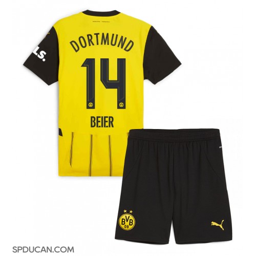 Dječji Nogometni Dres Borussia Dortmund Maximilian Beier #14 Domaci 2024-25 Kratak Rukav (+ Kratke hlače)